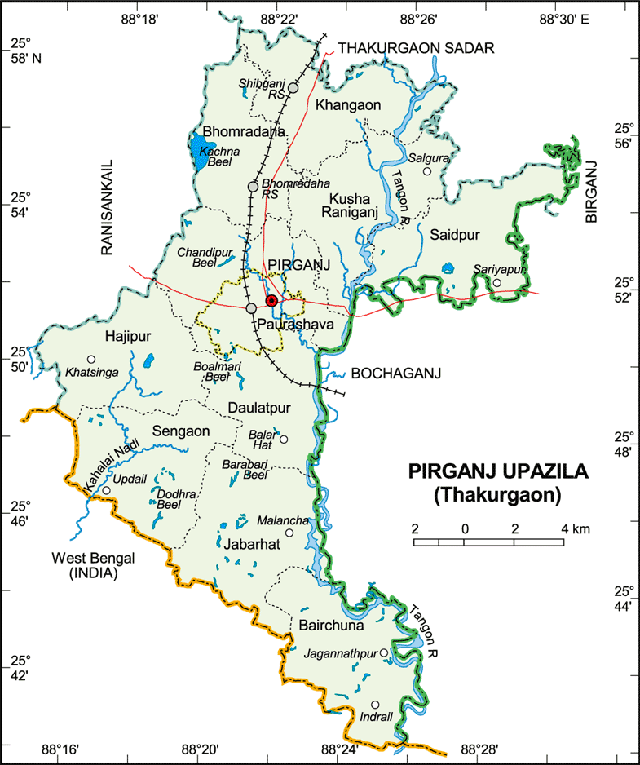 Map of Pirganj, Thakurgaon